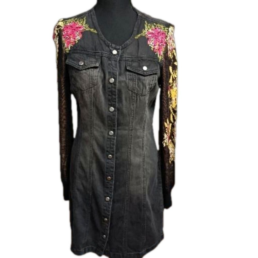 Desigual Roxanne Denim With Flower Dress - Picture 2 of 16
